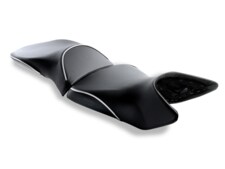 REVolution OEM Motorcycle Seat Upgrades as seen on the KTM 1290 Super Adventure in CFX with Silver Welt. Also available as a DIY kit.